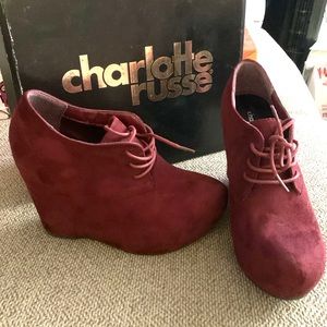 Maroon Lace Up Booties